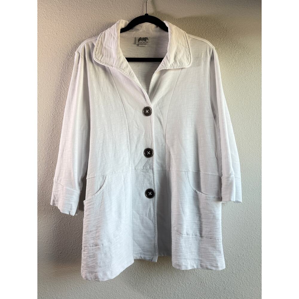 Wild Palms White Three Button Lightweight 100% Cotton Jacket Top Womens Medium
